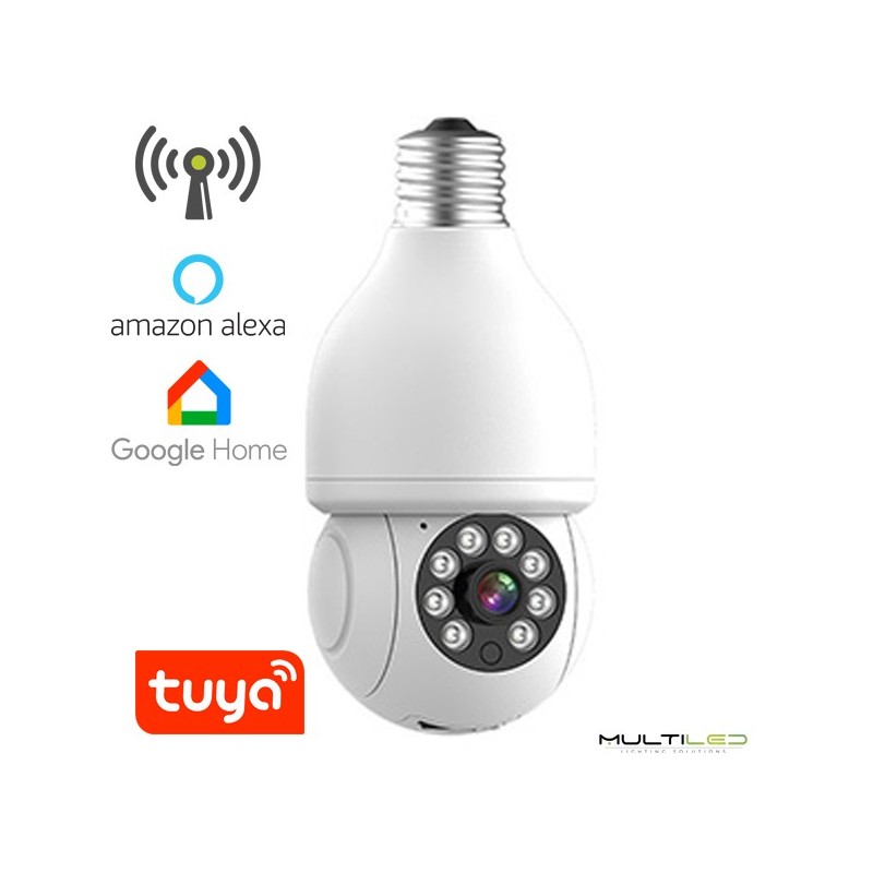 Camara IP Wifi E27 con Luz Led 4MP PTZ , 350º SD Audio Autotracking Tuya App
