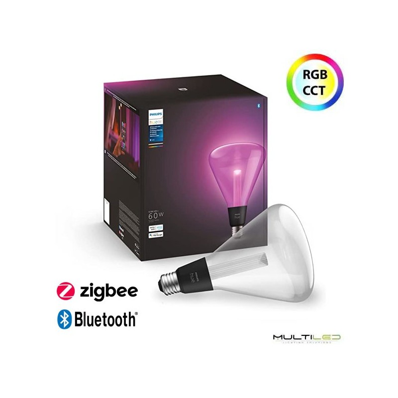 Philips Hue Bombilla Lightguide, Triangular, RGB+CCT, Bluetooth, control por voz con Alexa, Apple Home y Google Assistant